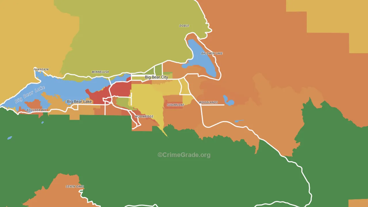 Big Bear, CA Map of Robbery Rates