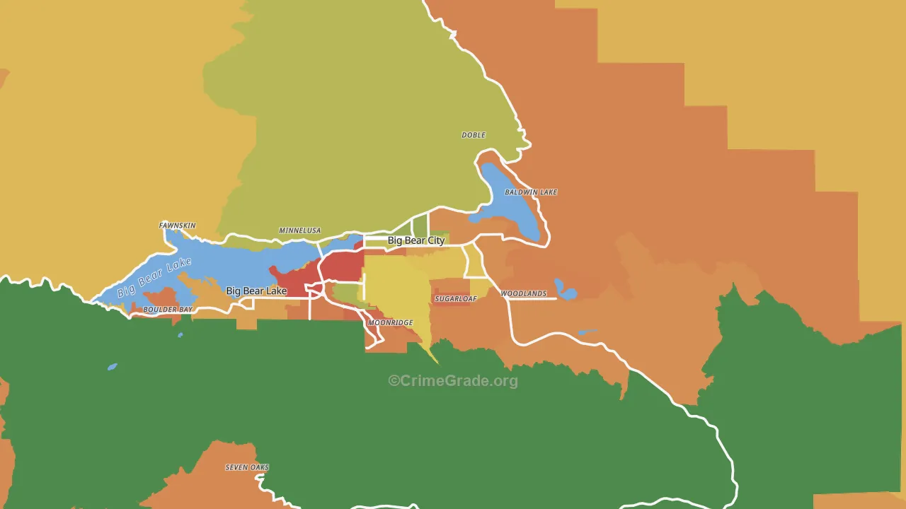 Big Bear City, CA Map of Robbery Rates