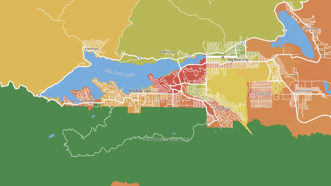 Big Bear Lake, CA Map of Robbery Rates