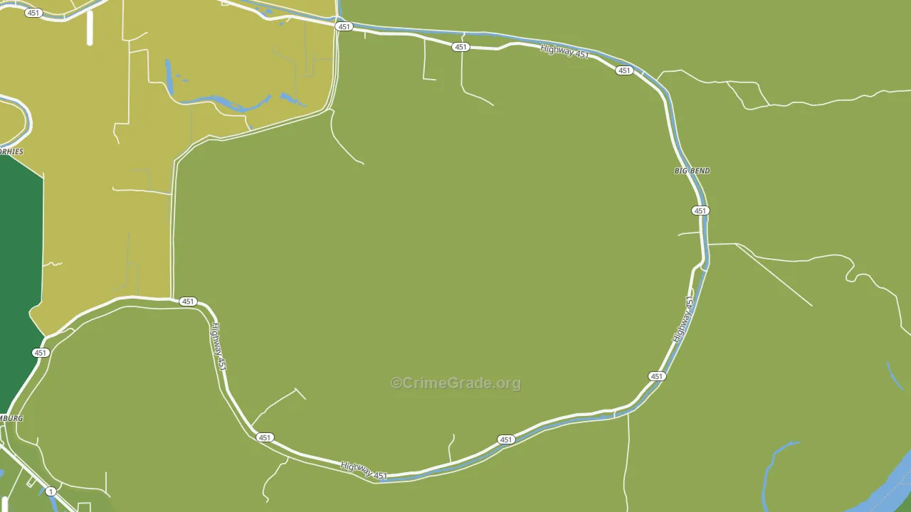 Big Bend, LA Map of Robbery Rates