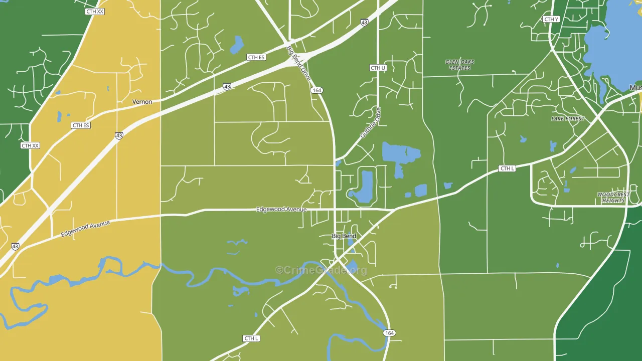 Big Bend, WI Map of Robbery Rates