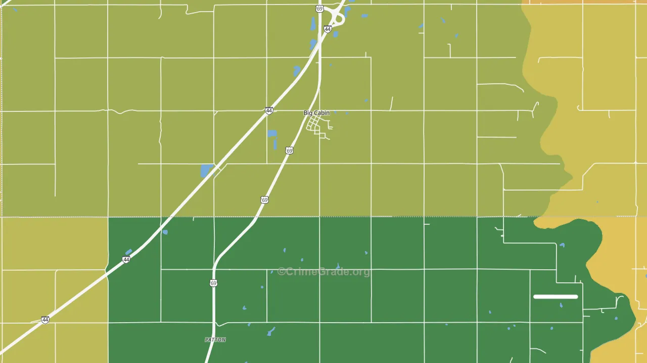 Big Cabin, OK Map of Robbery Rates