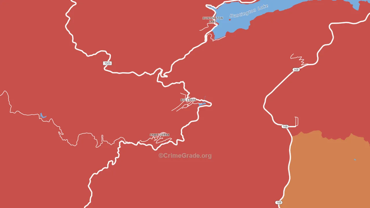 Big Creek, CA Map of Robbery Rates