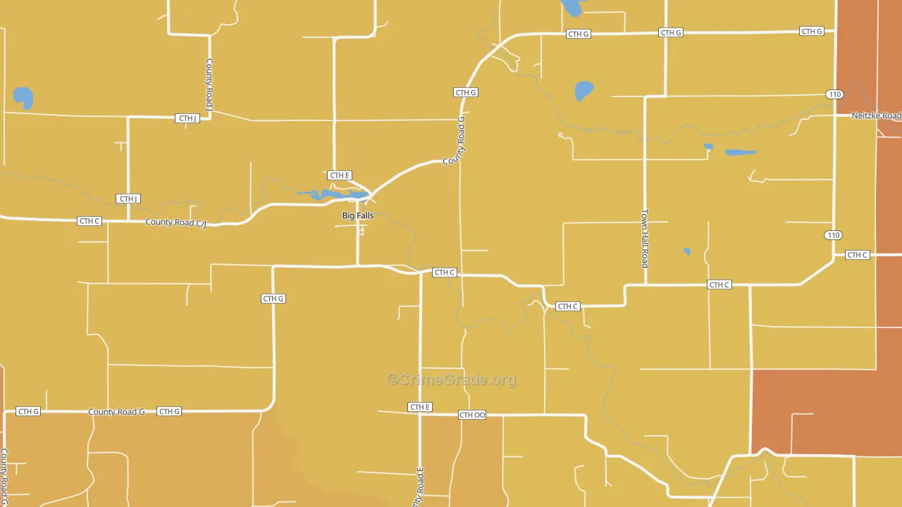 Big Falls, WI Map of Robbery Rates