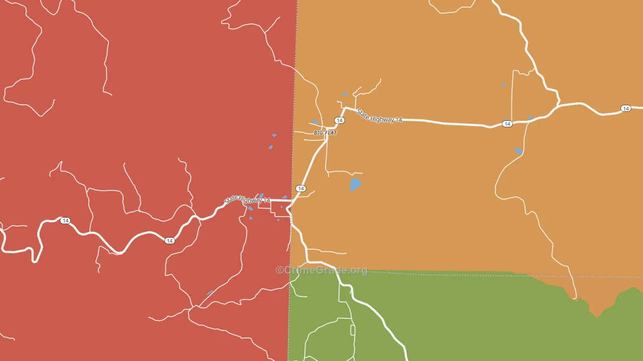 Big Flat, AR Map of Robbery Rates