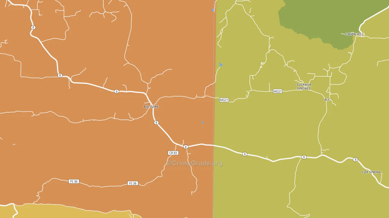 Big Fork, AR Map of Robbery Rates