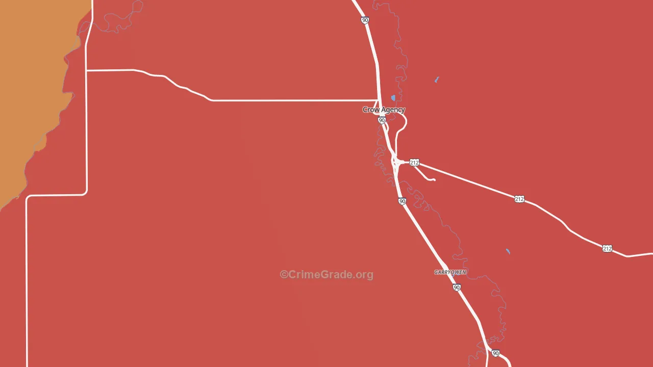 Big Horn County, MT Map of Robbery Rates