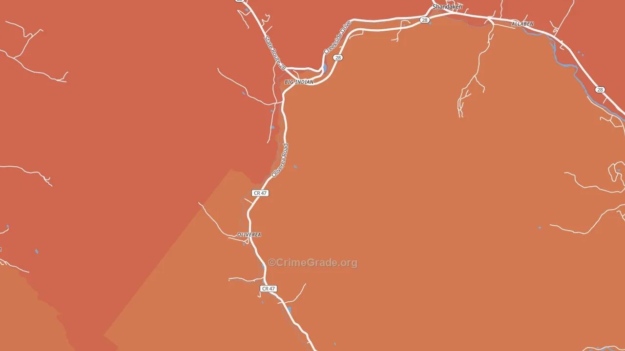 Big Indian, NY Map of Robbery Rates