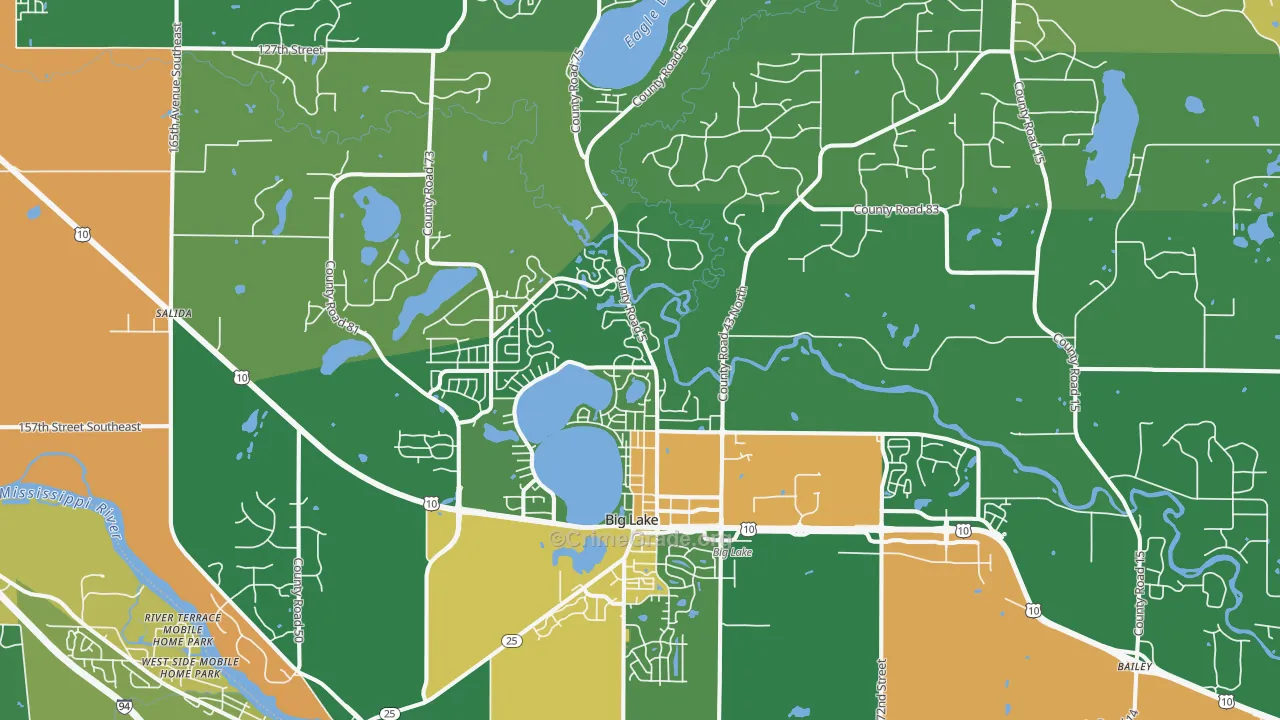 Big Lake, MN Map of Robbery Rates