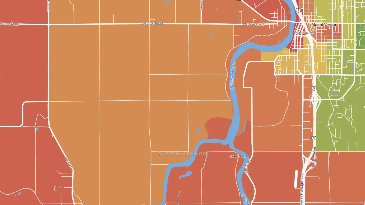 Big Lake, WA Map of Robbery Rates