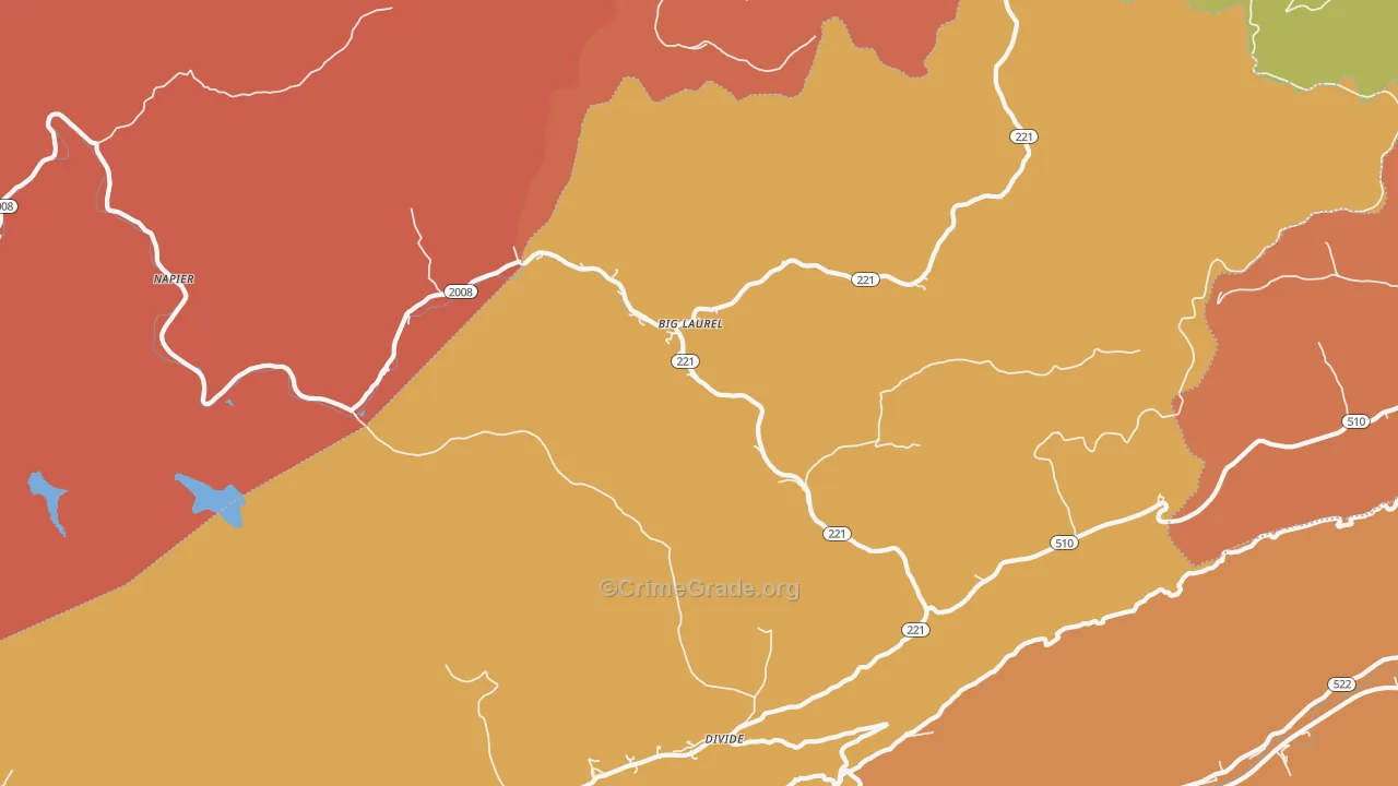 Big Laurel, KY Map of Robbery Rates