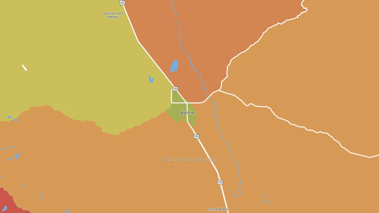 Big Pine, CA Map of Robbery Rates