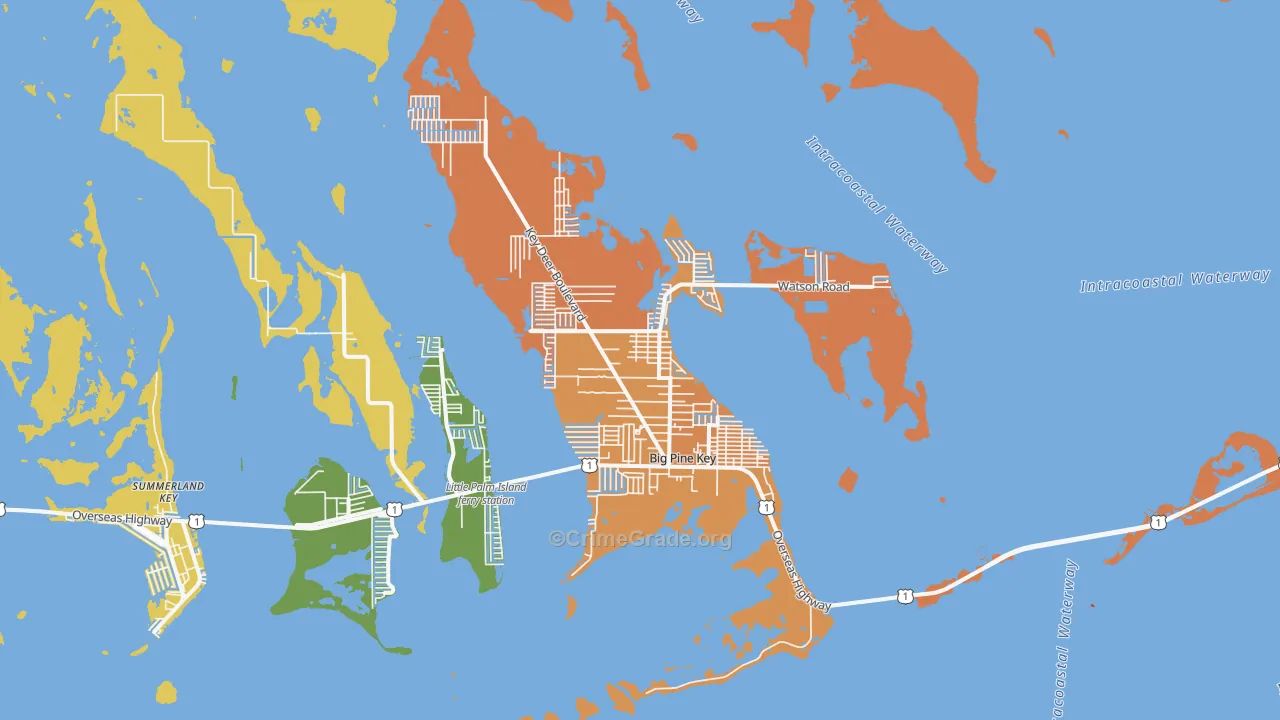 Big Pine Key, FL Map of Robbery Rates