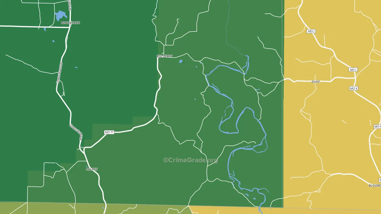 Big Piney, MO Map of Robbery Rates