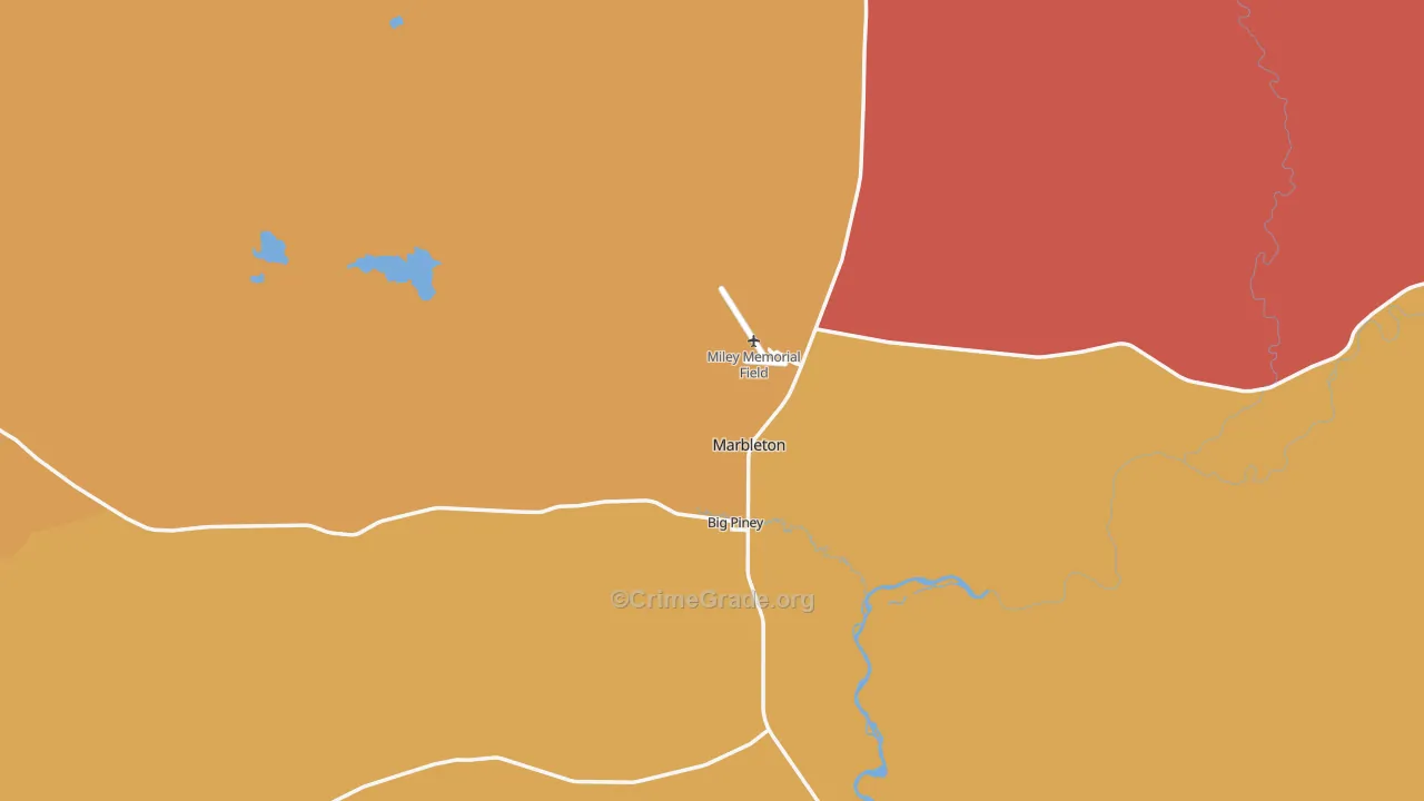 Big Piney, WY Map of Robbery Rates