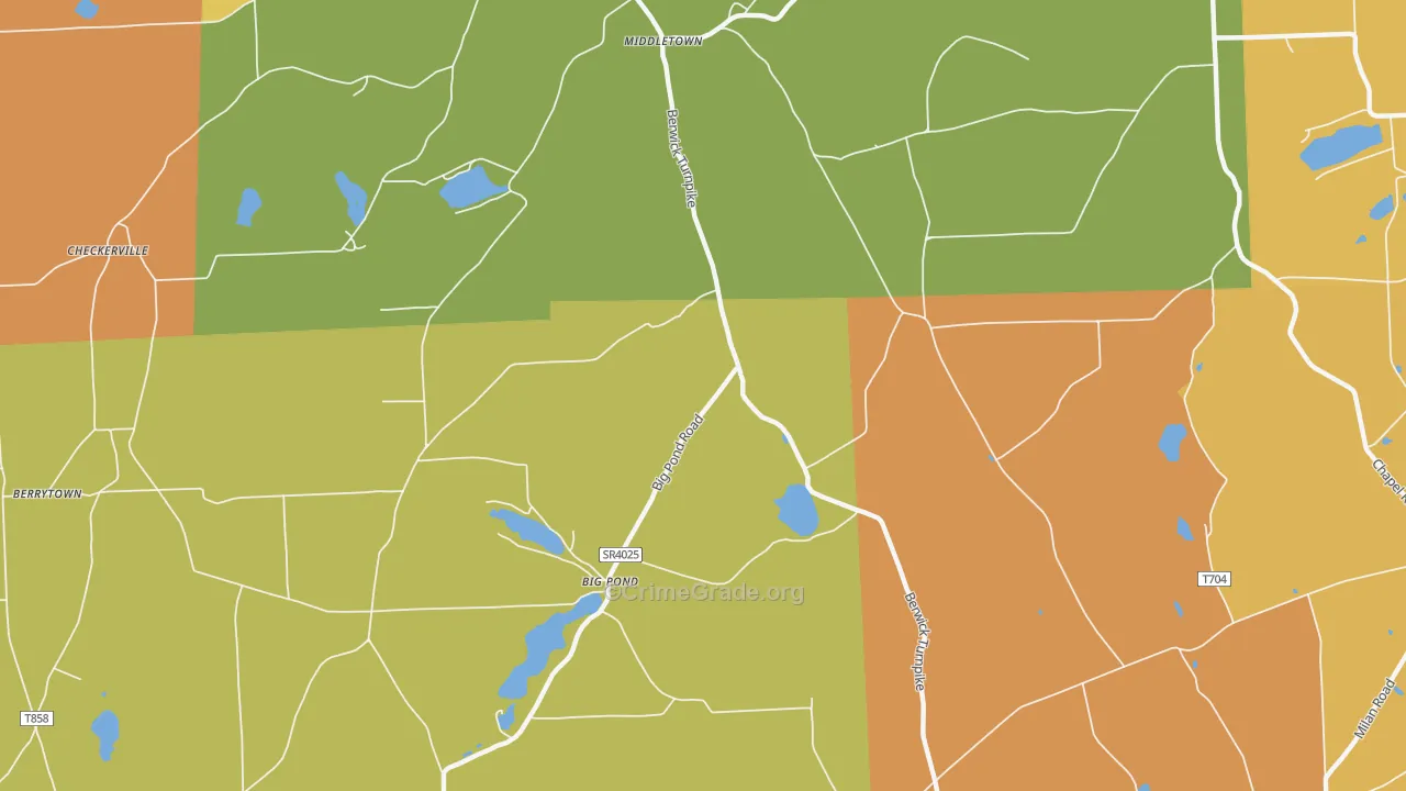 Big Pond, PA Map of Robbery Rates