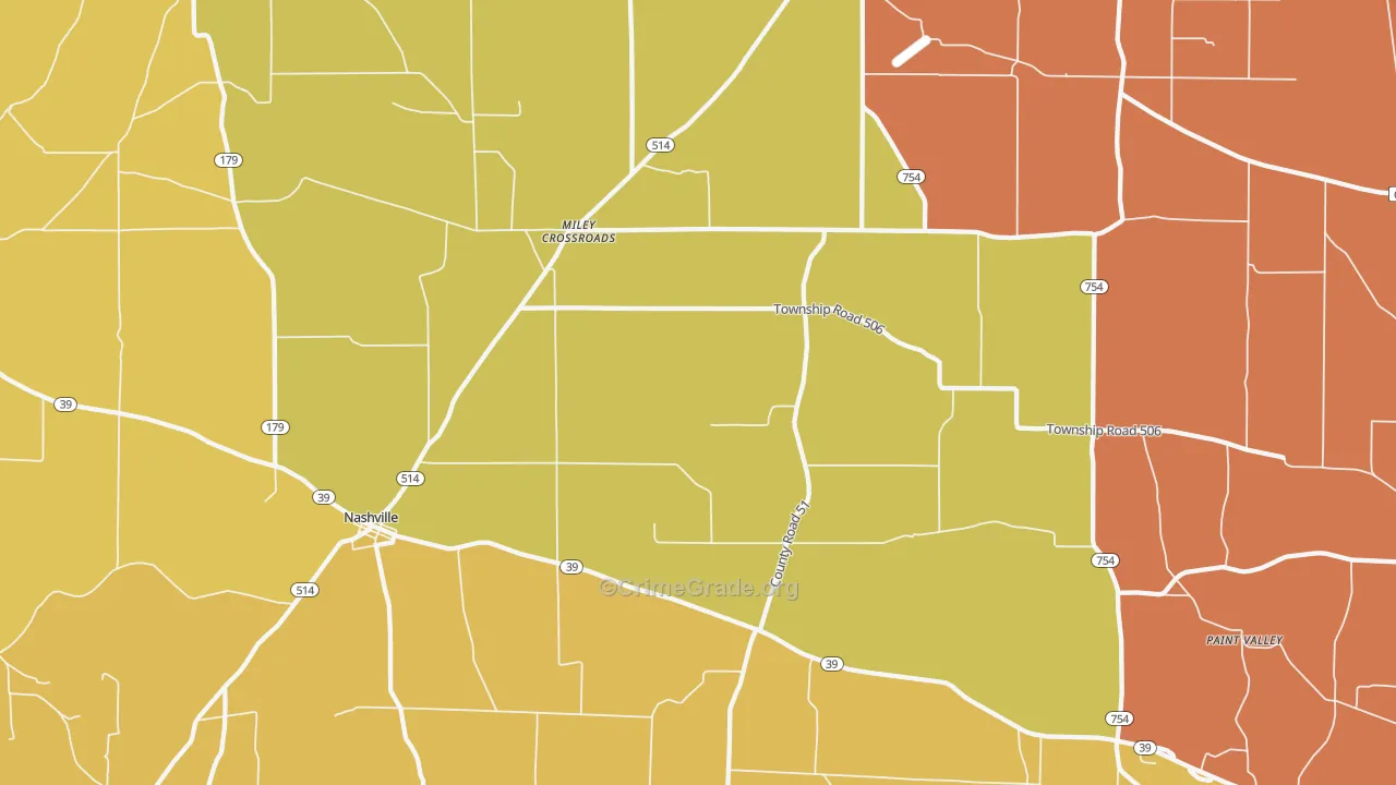 Big Prairie, OH Map of Robbery Rates