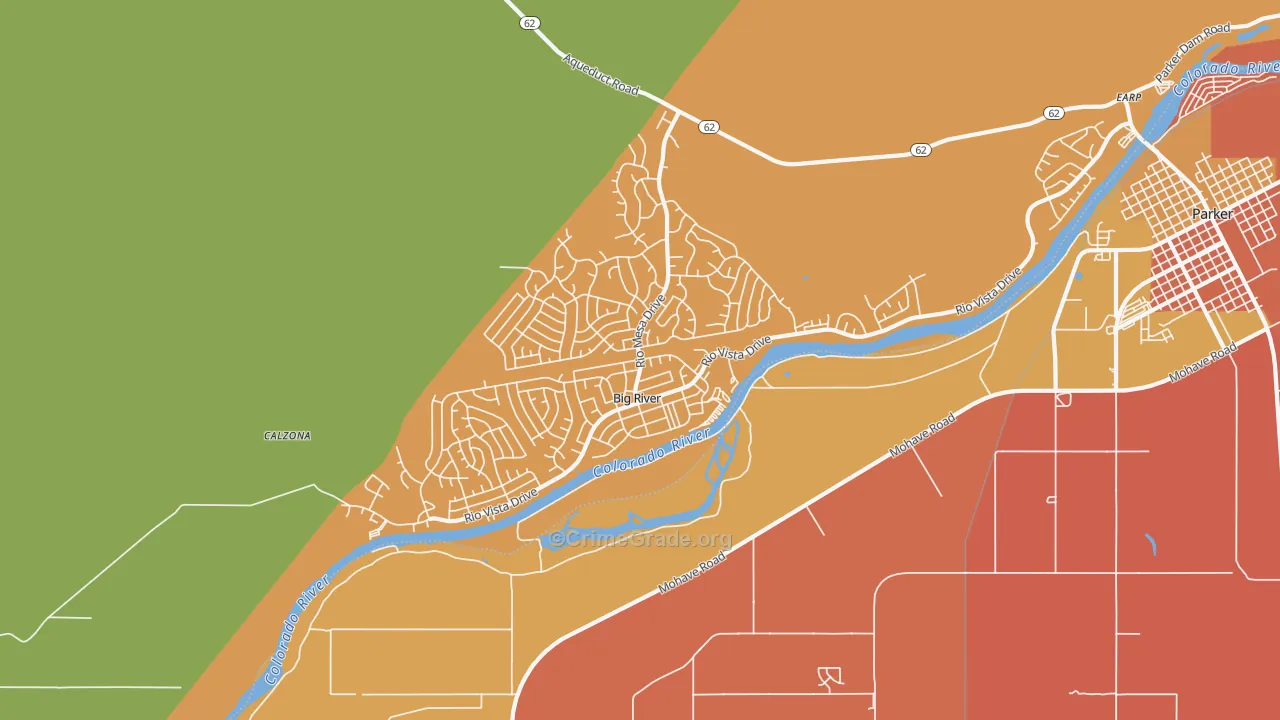 Big River, CA Map of Robbery Rates