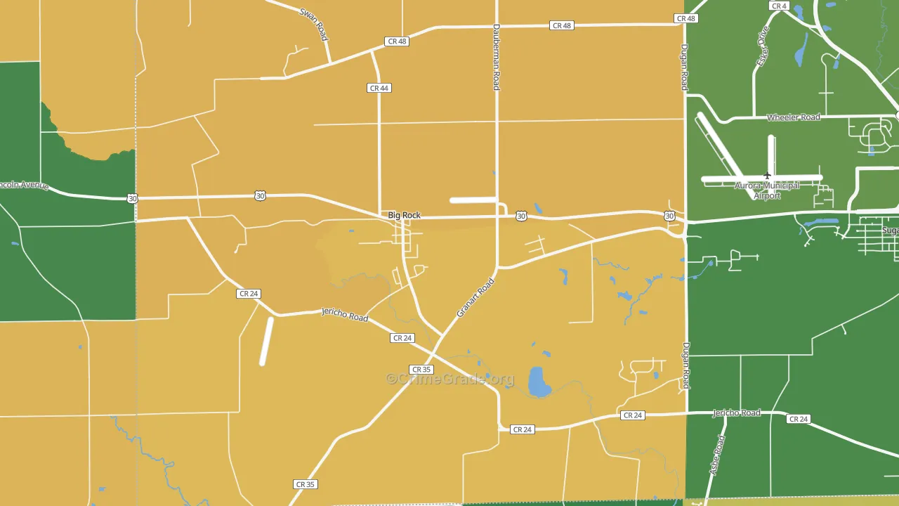 Big Rock, IL Map of Robbery Rates