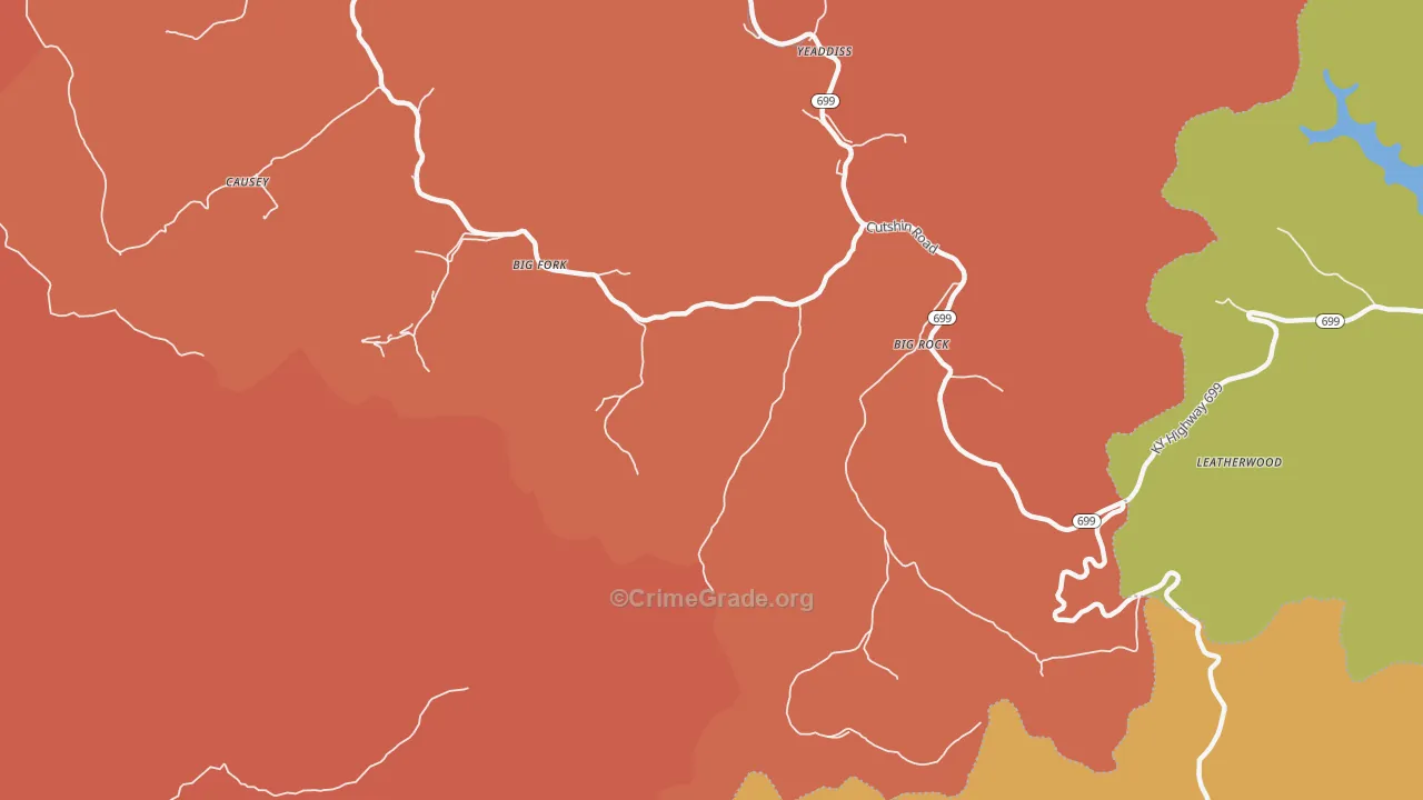 Big Rock, KY Map of Robbery Rates