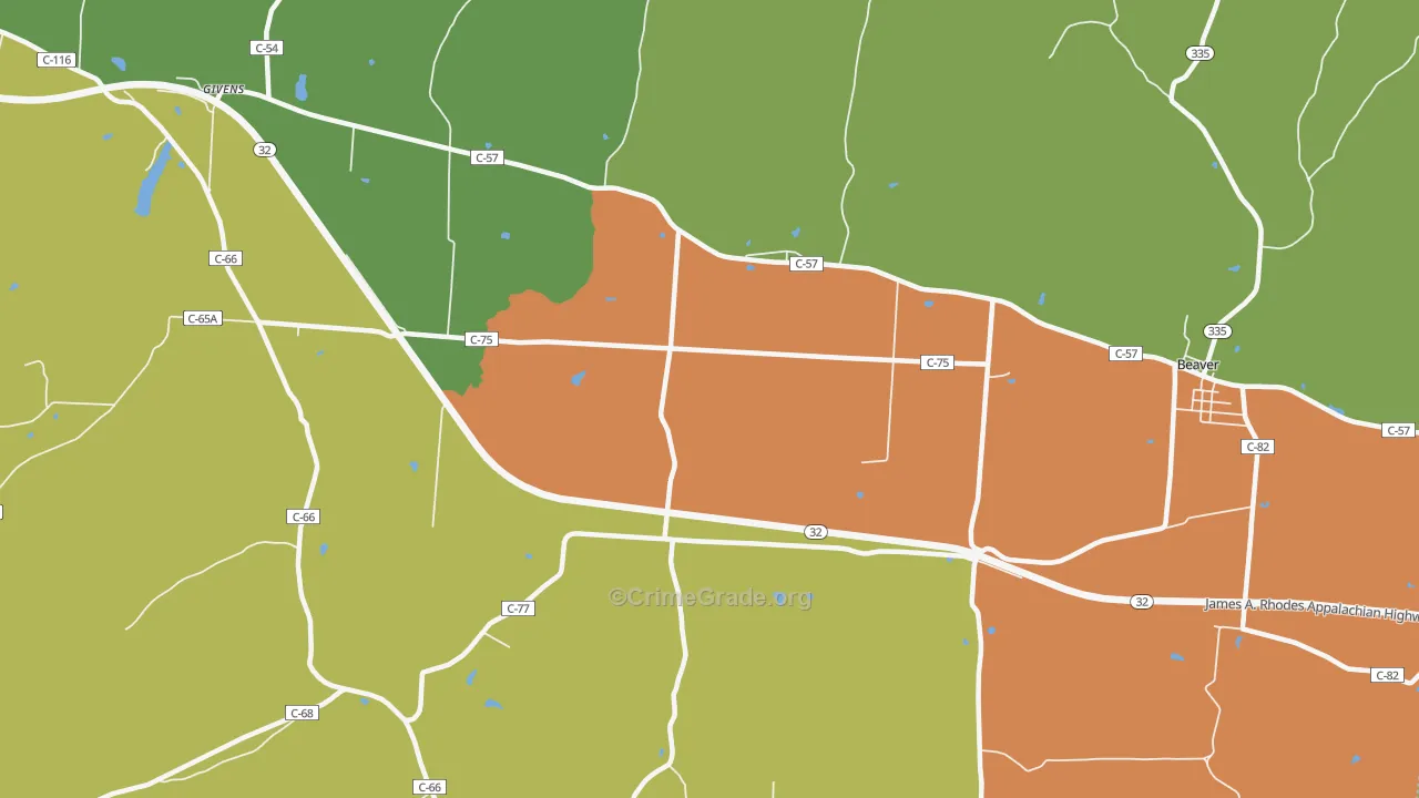Big Rock, OH Map of Robbery Rates