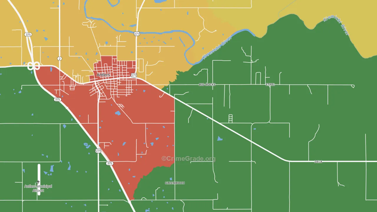 Big Rocks, OK Map of Robbery Rates