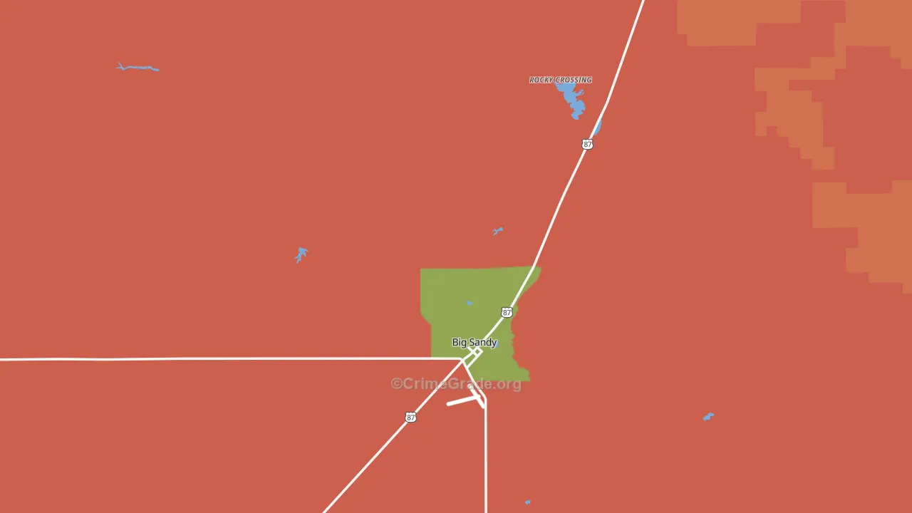 Big Sandy, MT Map of Robbery Rates