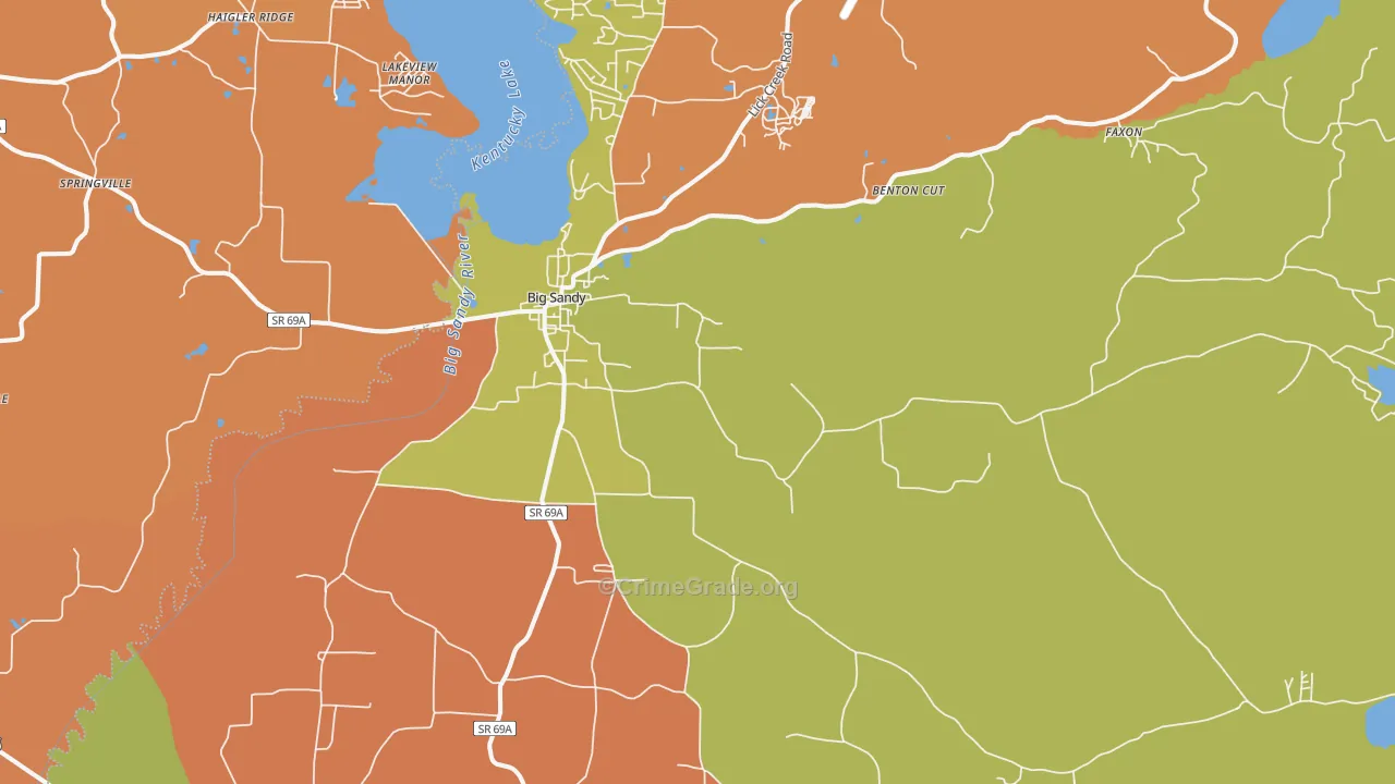 Big Sandy, TN Map of Robbery Rates