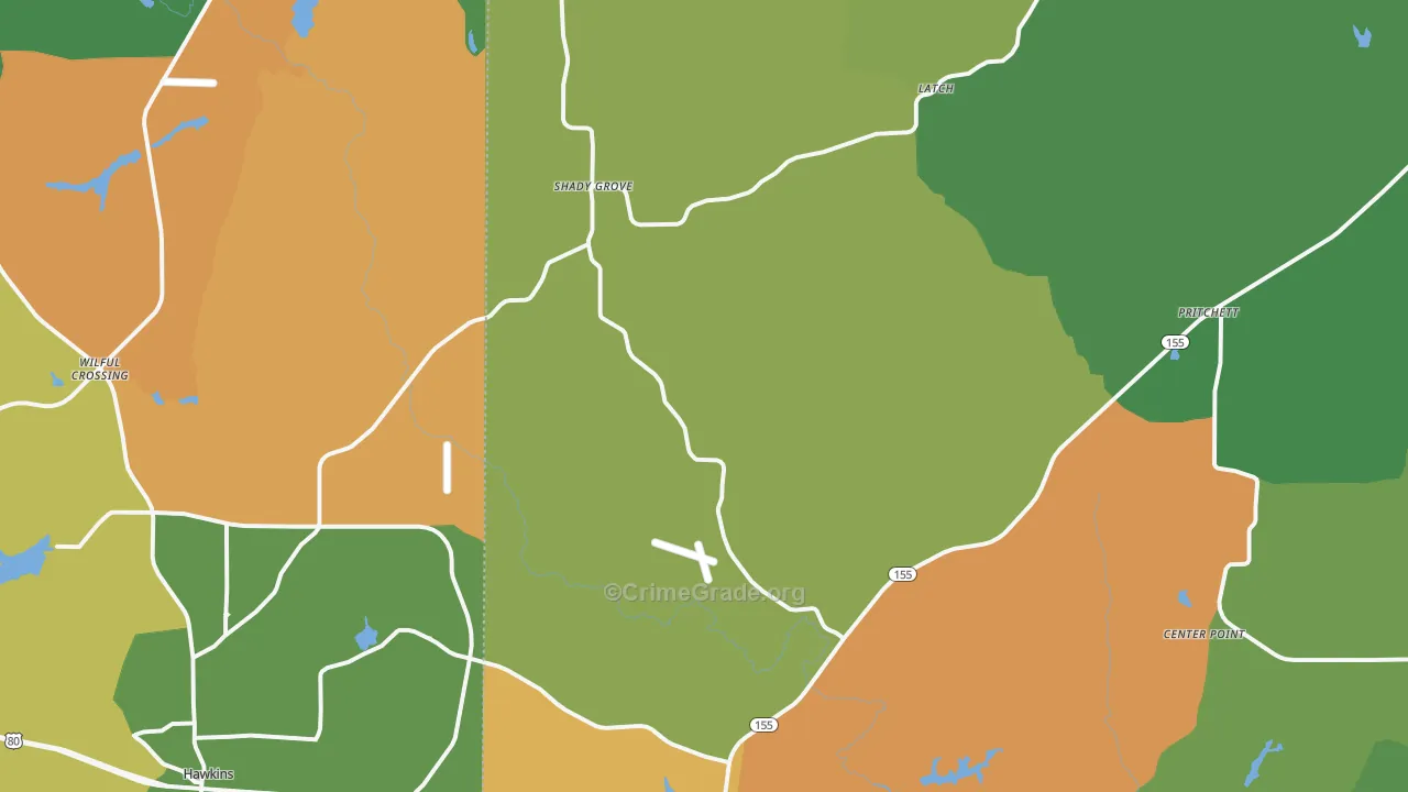 Big Sandy, TX Map of Robbery Rates