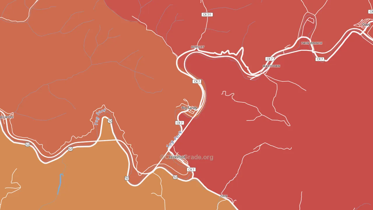 Big Sandy, WV Map of Robbery Rates