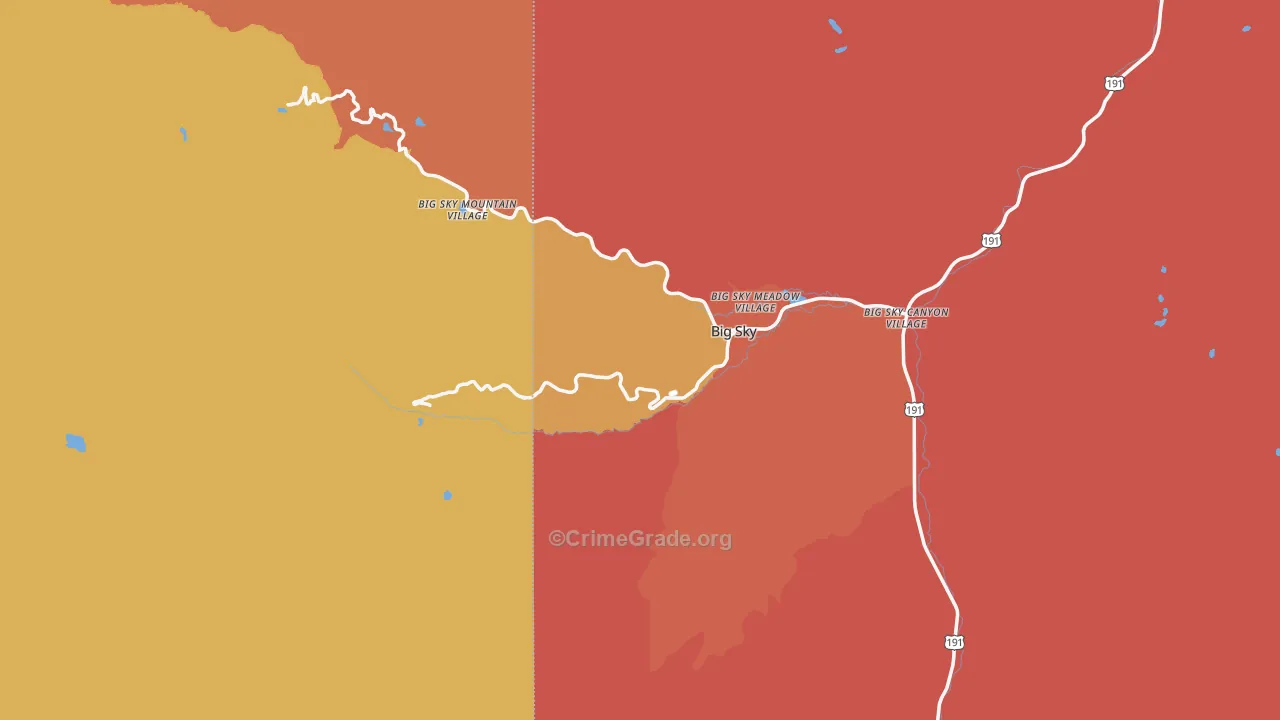 Big Sky, MT Map of Robbery Rates