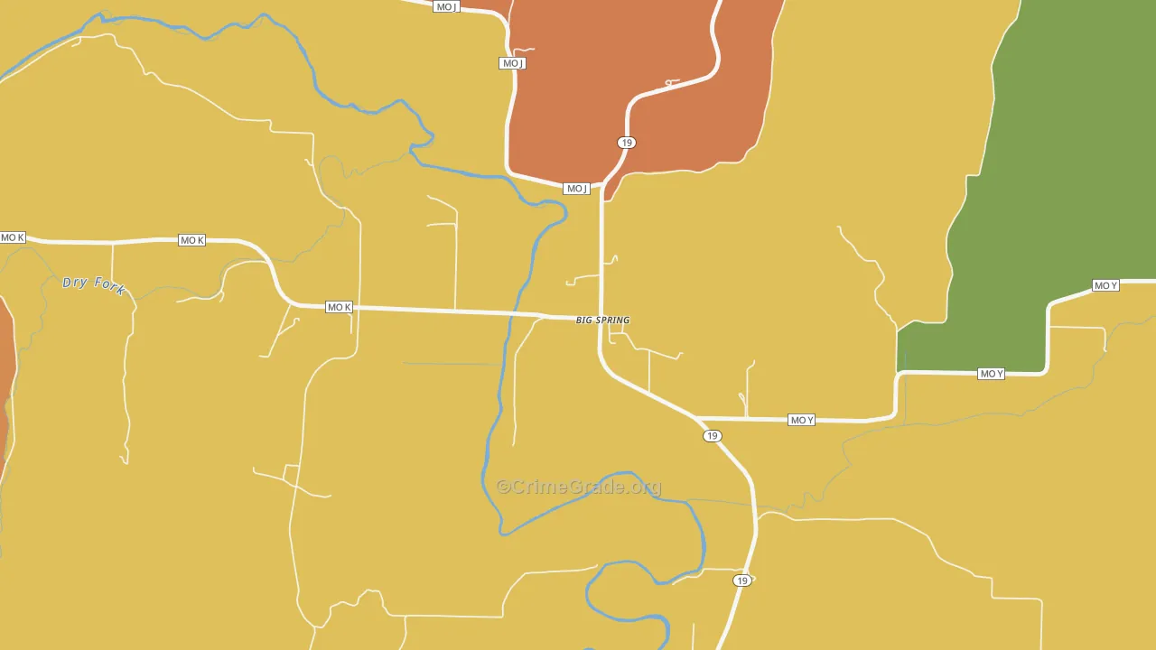 Big Spring, MO Map of Robbery Rates