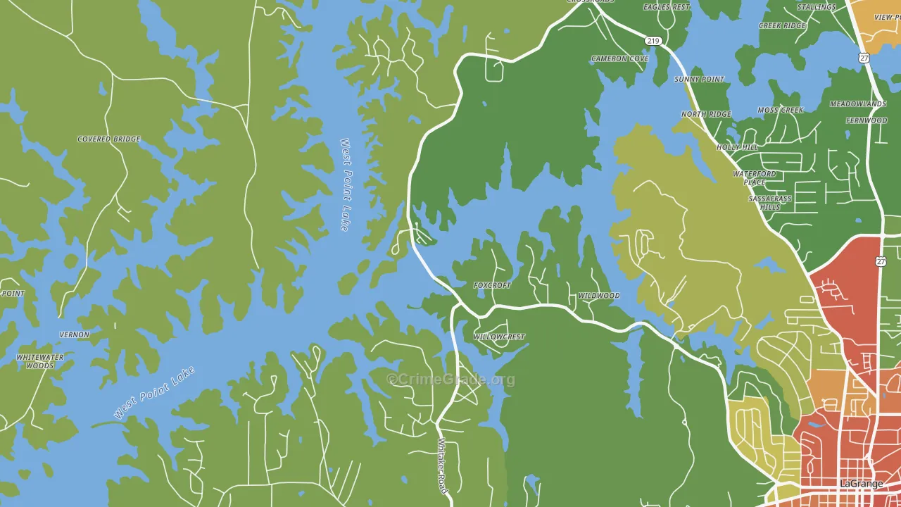Big Springs, GA Map of Robbery Rates