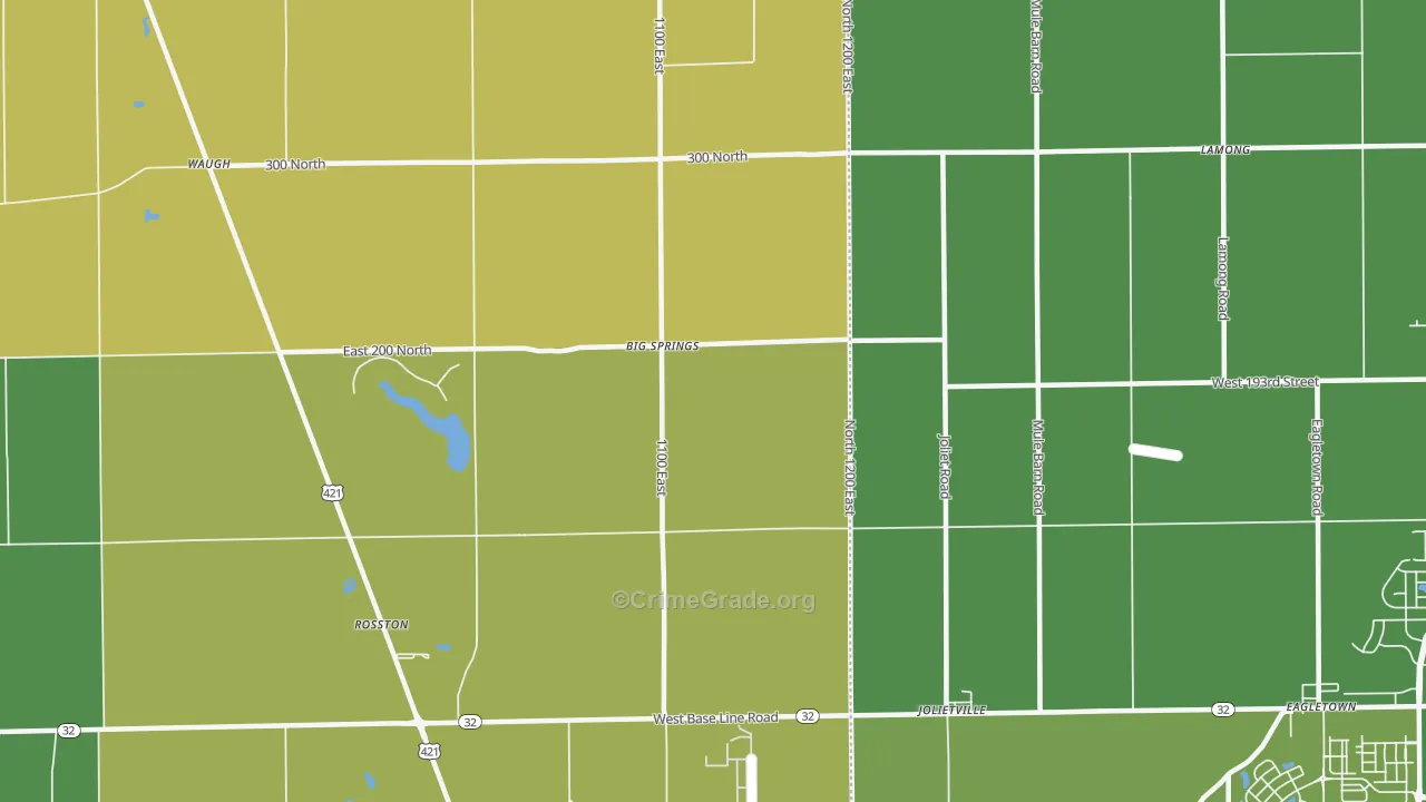 Big Springs, IN Map of Robbery Rates