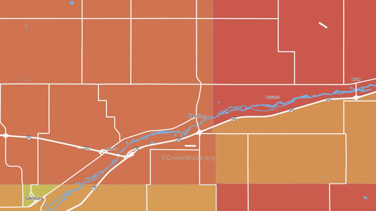 Big Springs, NE Map of Robbery Rates