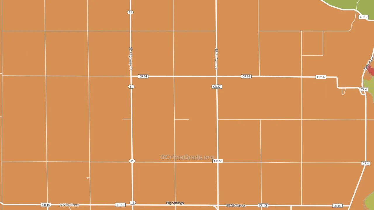 Big Springs, SD Map of Robbery Rates