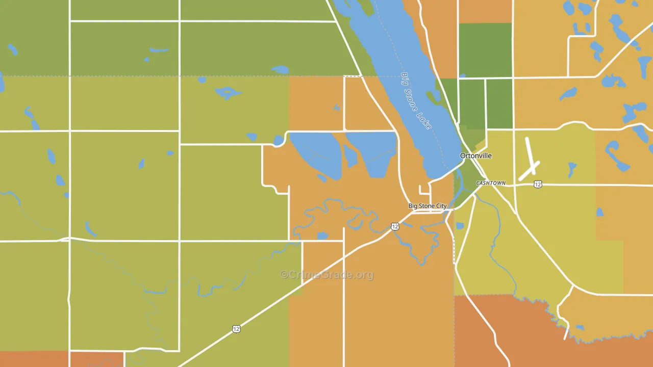 Big Stone City, SD Map of Robbery Rates