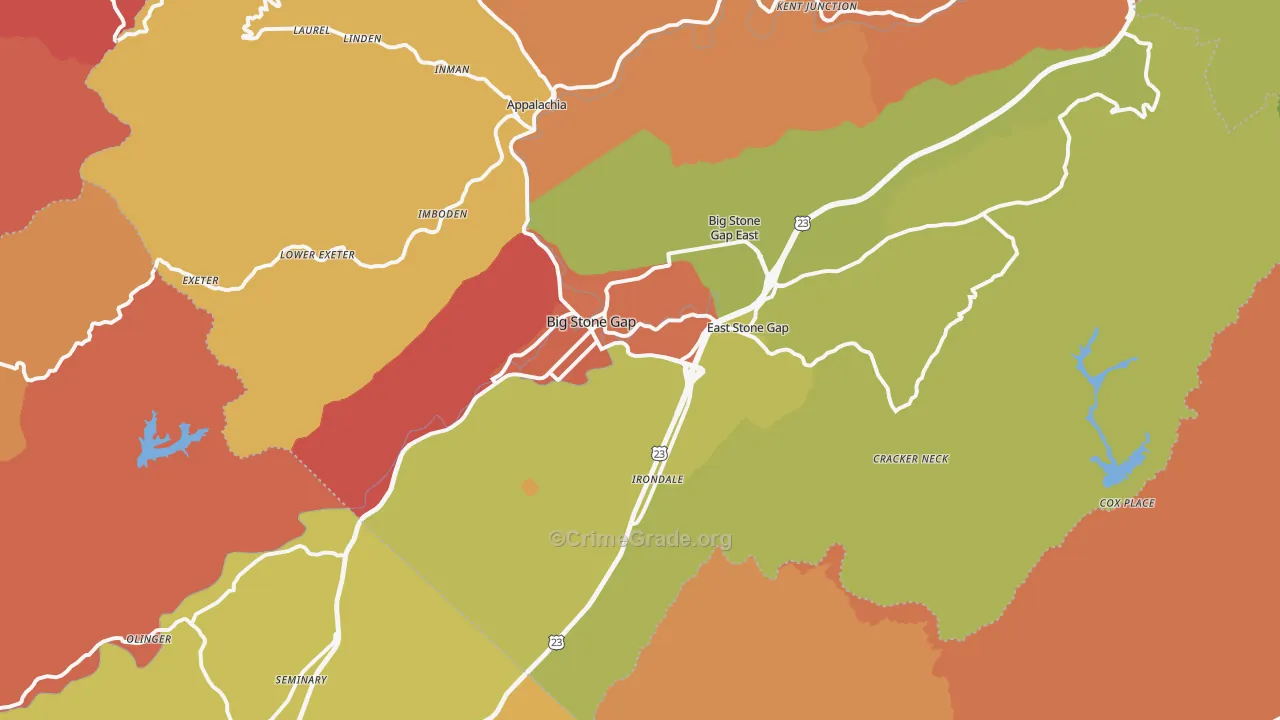 Big Stone Gap, VA Map of Robbery Rates