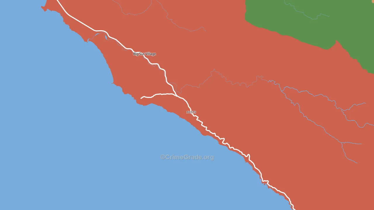 Big Sur, CA Map of Robbery Rates