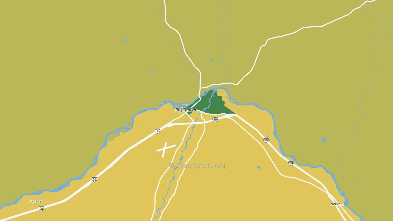 Big Timber, MT Map of Robbery Rates