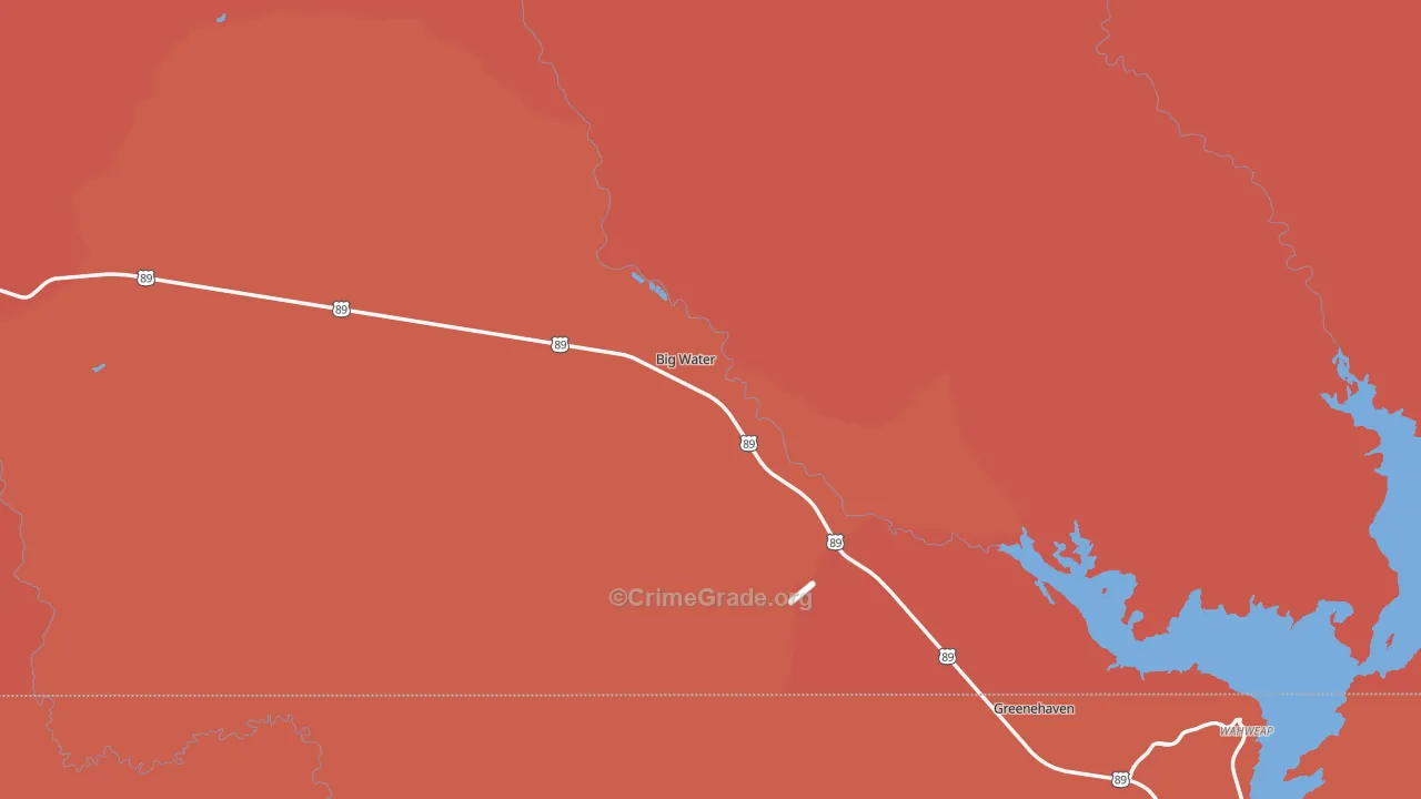 Big Water, UT Map of Robbery Rates