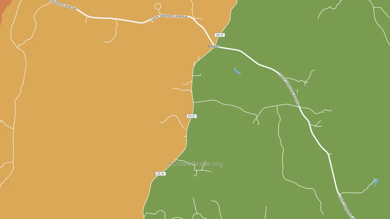 Bigbee, AL Map of Robbery Rates