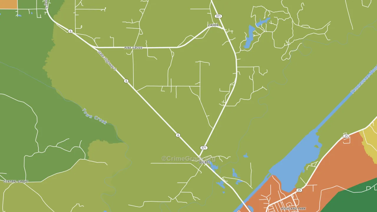 Bigbee, MS Map of Robbery Rates