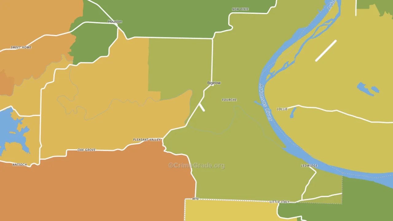 Bigelow, AR Map of Robbery Rates
