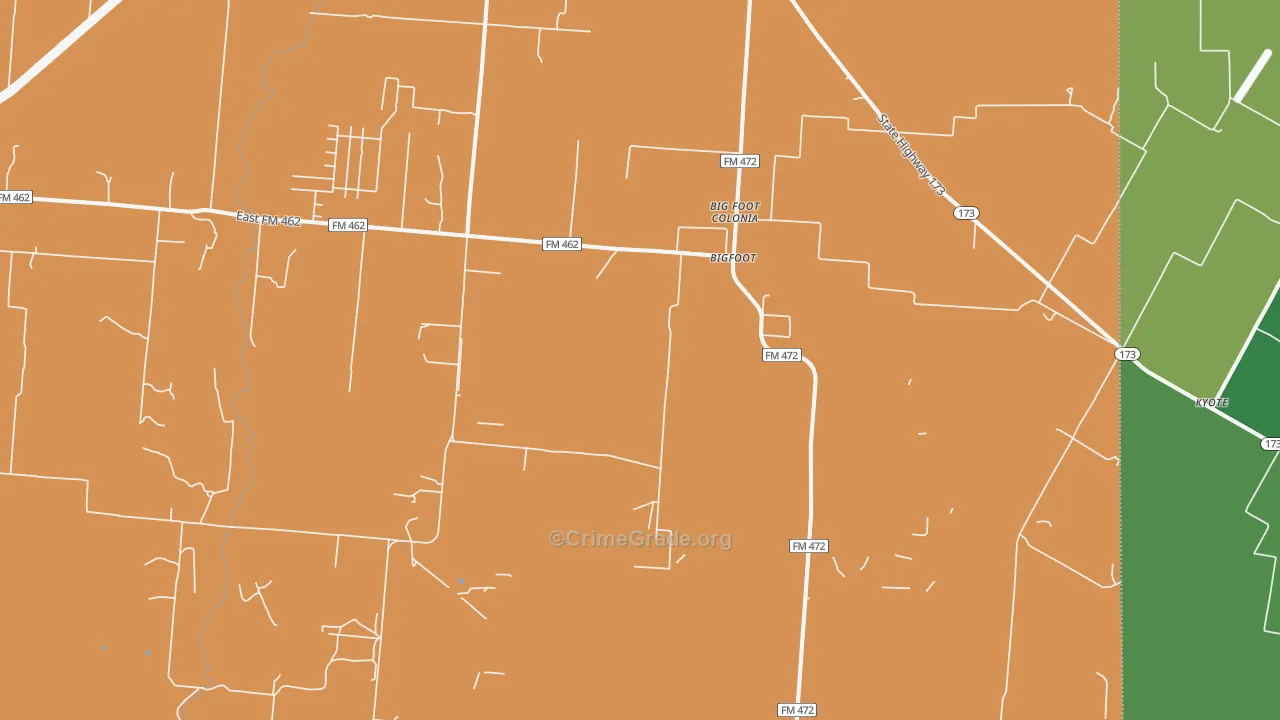 Bigfoot, TX Map of Robbery Rates