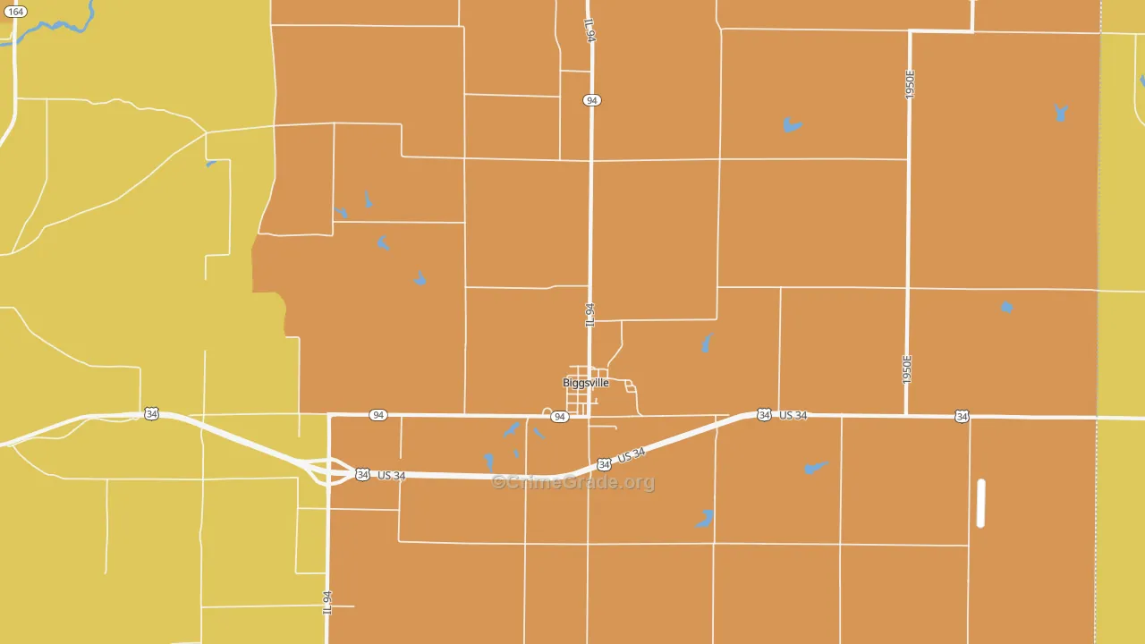 Biggsville, IL Map of Robbery Rates