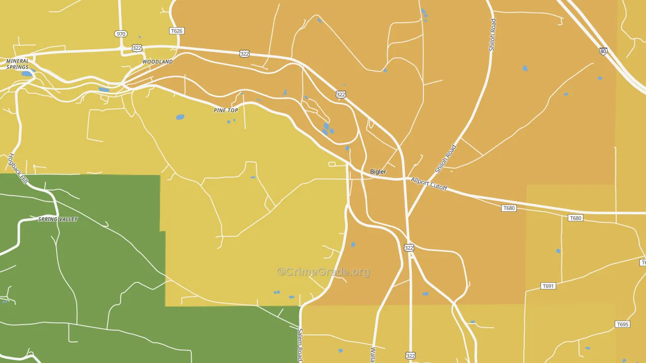 Bigler, PA Map of Robbery Rates