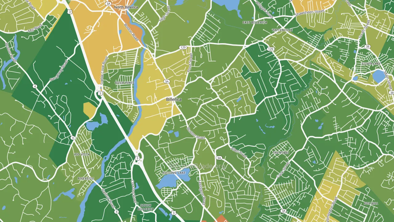 Billerica, MA Map of Robbery Rates