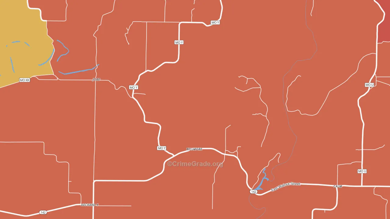 Billmore, MO Map of Robbery Rates