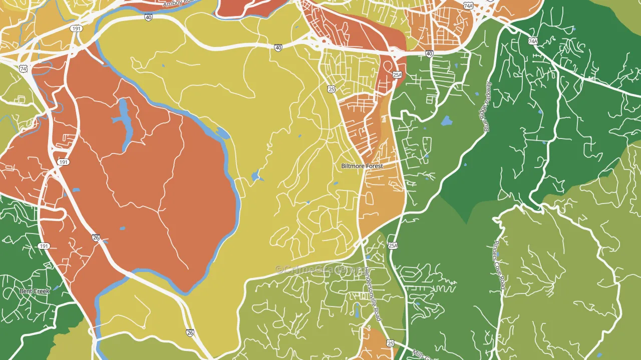 Biltmore Forest, NC Map of Robbery Rates